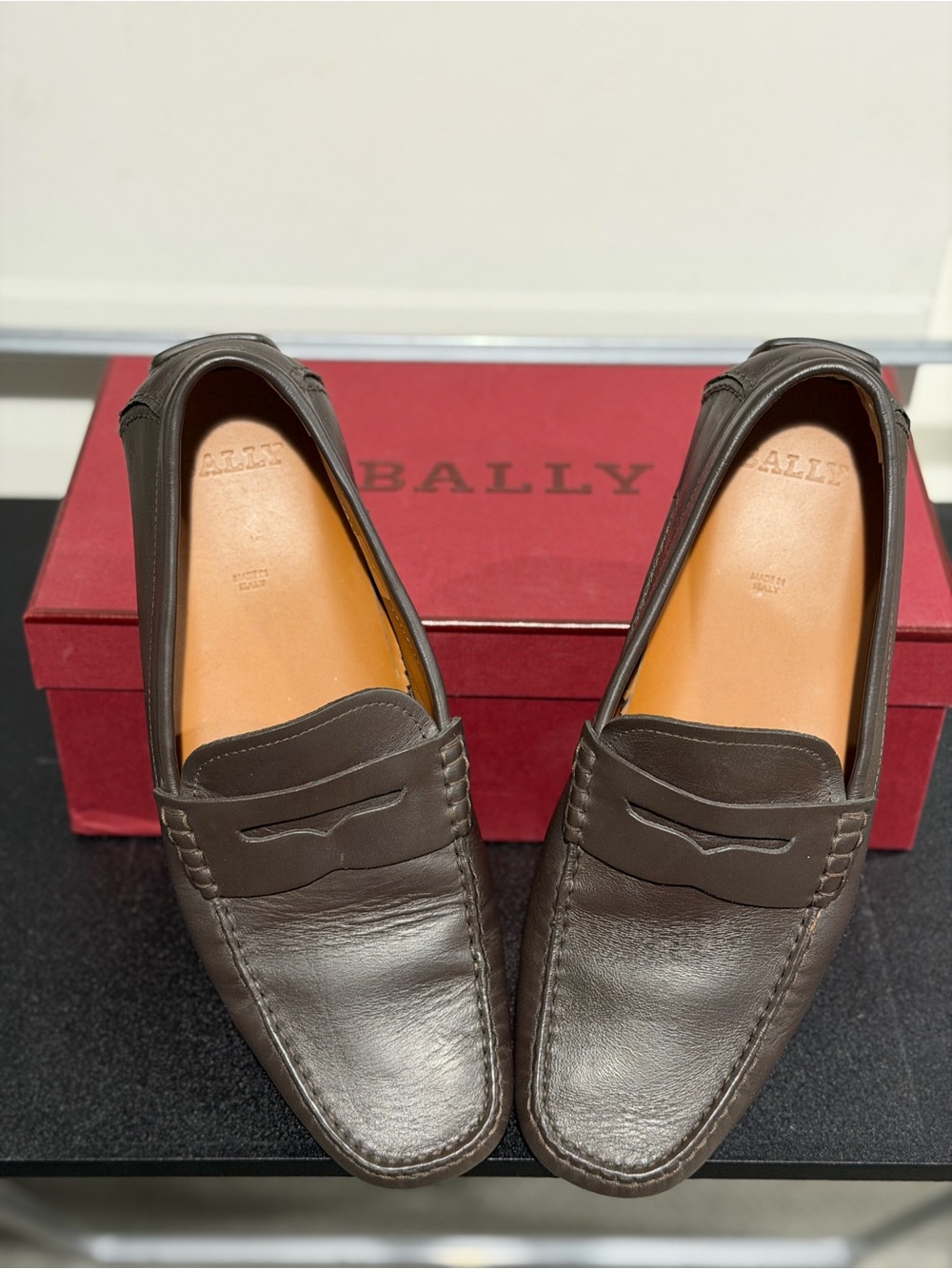 Bally Men's Leather Penny Loafers in Dark Brown - Picture 7 of 11